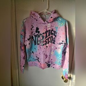 Justice Kids Splatter Paint Hoodie - Pink, Blue, Black